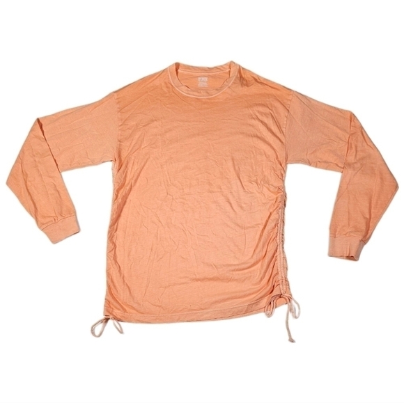 PINK Victoria's Secret Shirt Long Sleeve Drawstring Ruched Side Orange Small - Picture 12 of 13